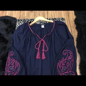•Embroidered Peasant Blouse